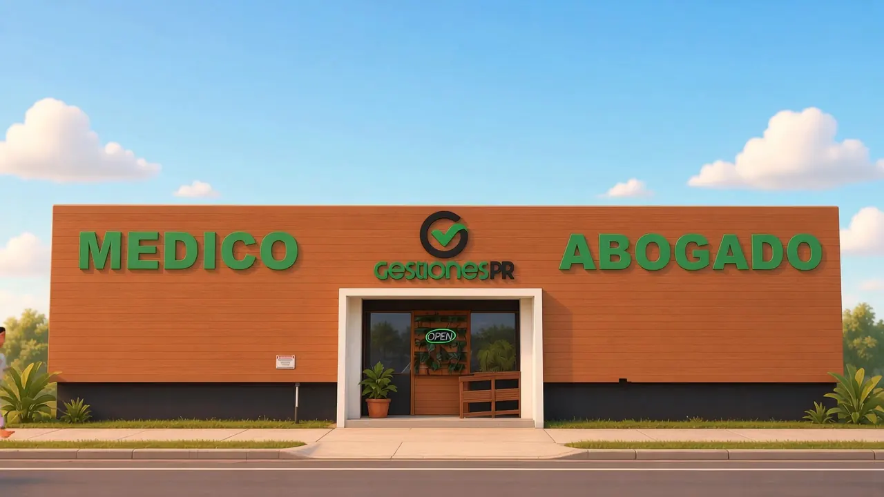 Ilustración de la fachada de Gestiones PR en Caguas